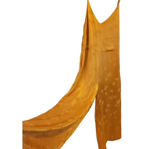 Golden Palm Print Sleeveless Jumpsuit Pepaloves size S - Picture 8 of 13